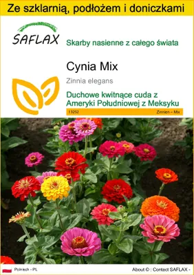 Zdjęcie produktu dla SAFLAX - Zestaw do uprawy - Cynia Mix - 50 Nasiona - Z mini szklarnią, podłożem uprawowym i 2 doniczkami - Zinnia elegans