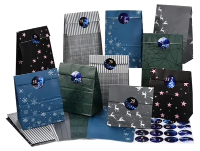 Produktbild von Adventskalender zum Befüllen – 24 Papiertüten aus Kraftpapier – Weihnachten