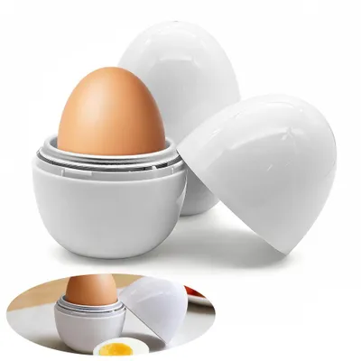 Produktbild von 2er Set Mikrowellen Eierkocher, schnell in 5–7 Min, für weich & hart gekochte Eier, spülmaschinengeeignet, kompakt, ideal für Frühstück & Büro