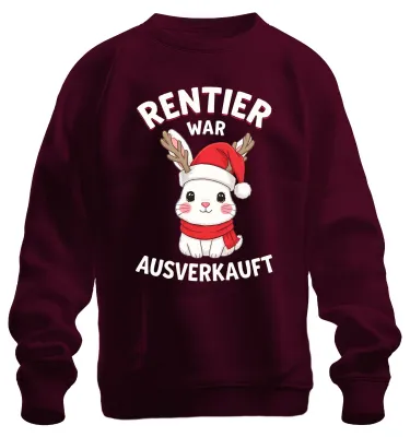 Produktbild von Rentier war t Weihnachten Häschen niedlich lustig Sweatshirt Pullover, Burgundy, XXL