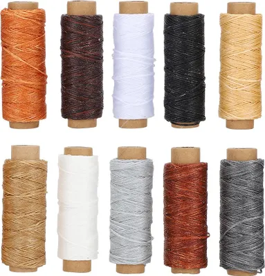 Produktbild von 10-teiliges Handstichgarn-Nähset, Heimwerkerbedarf, langlebiges Lederhandwerk, 150D, 10 Farben
