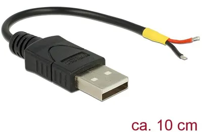 Image de Câble Delock USB 2.0, connecteur A > 2 extrémités ouvertes, alimentation, 10 cm, Raspberry Pi