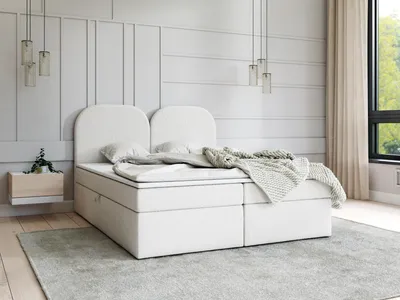Produktbild von AX LIVING Boxspringbett 160x200 Migwell Beige mit Kopfteil Bettkasten