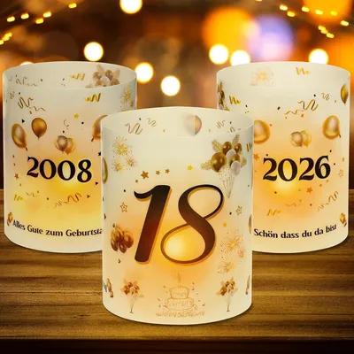 Produktbild von 12 Windlicht Tischdeko 18 Geburtstag, 18. Geburtstag Tischdeko für Mädchen Junge, 2008-2026 Geeignet für Teelichter oder Kerzen, Schön DASS Du Da Bist