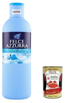 Produktbild von 12x Felce Azzurra Bagnodoccia Muschio Bianco Körperwäsche Moschus weiß mit 650 ml + Italian GOurmet polpa 400g