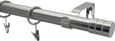 Produktbild von Einzelne Gardinenstange LOFT 320 cm – versilbertes Nickel, galvanisierter Metall, Montageset, industrieller Stil
