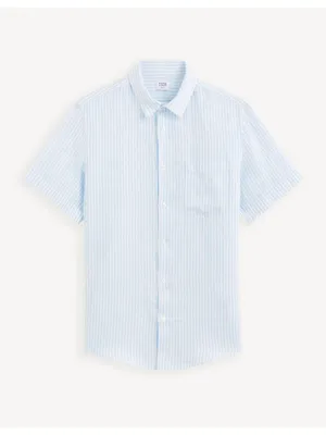 Produktbild von Celio Hellblaues, gestreiftes Herren-Leinenhemd von Damarlin S