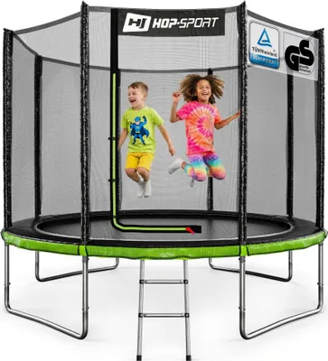 Image de Hop-Sport Trampoline de Jardin pour enfants 305 cm (10ft), Kit complet avec Filet de Sécurité Extérieur, Échelle, Robuste et Stable Max. 150 kg
