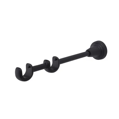 Produktbild von MDEKOR Wandträger 2-läufig Schwarz Matt R Wandhalter mit Metallmontageplatte für Gardinenstange 19 mm Abstand kürzbar
