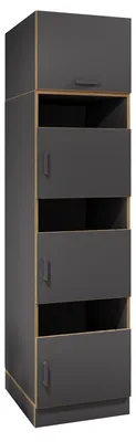 Productafbeelding van Multifunctionele linnenkast, smalle opbergkast met 4 vakken en draaideuren, afmetingen van de kast: H. 200 x B. 50 x D. 60 cm, Rislo SD XXL