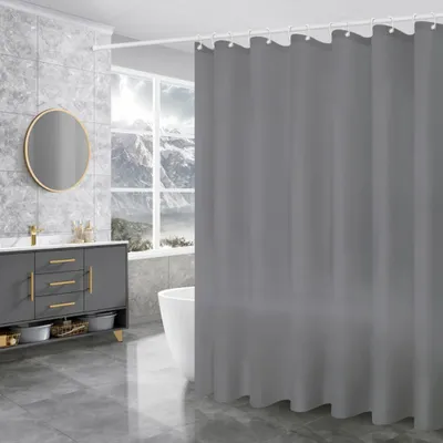 Produktbild von Duschvorhang 180x200cm inkl. Ringe Badewannenvorhang PEVA für Badewanne Dusche Vorhang Wasserdicht Waschbar Anti Schimmel Duschvorhänge Grau