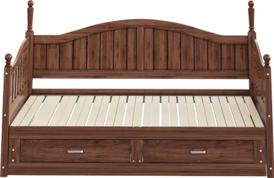 Produktbild von Flieks Tagesbett Holzbett mit Ausziehbett 90x190cm, Einzelbett Stauraumbett mit Schubladen, Kinderbett Jugendbett Daybed Gästebett, Braun