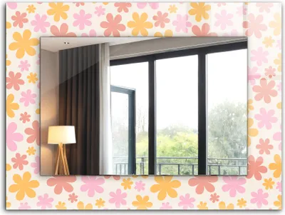 Produktbild von Bedruckter Spiegel - Wandspiegel - Dekorativer - Modern - 80x60 cm - Blumenmuster