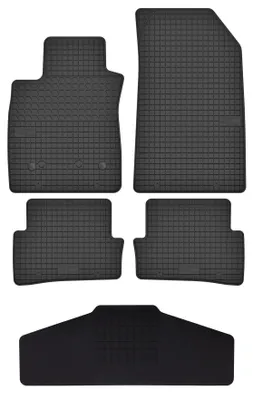Produktbild von Gummi-Fußmatten + Tunnel für Renault Clio III 2005-2012 (Grandtour/Kombi/Schrägheck) – 5-tlg, Schwarz, passgenau – Wielganizator SolidTread