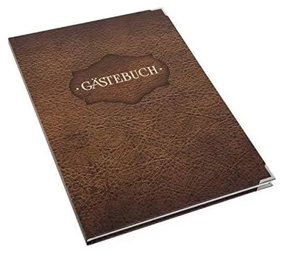 Produktbild von Großes Gästebuch DIN A4 in Lederoptik bedruckt braun - Vintage Nostalgie-Look mit leeren Seitenmit Metallecken