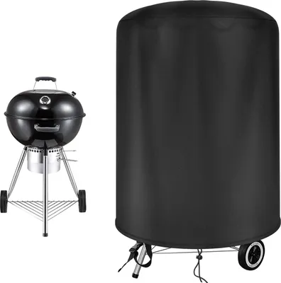 Produktbild von Wasserdichte runde Grillabdeckung Grillabdeckung aus UV-beständigem Oxford-Gewebe für den Außenbereich mit winddichtem Seitengurt. Schwarz (Φ71 x 70 cm)