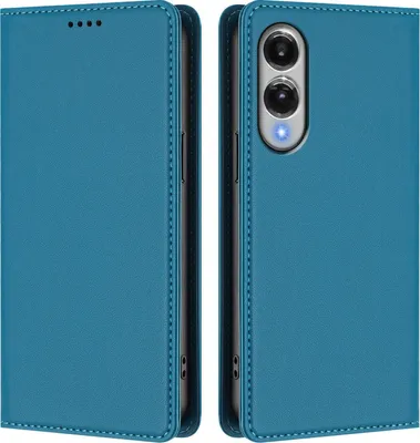 Obrázek produktu pro Kožené pouzdro pro Samsung Galaxy S25 Edge, magnetické flipové pouzdro zPolyuretankůže se stojánkem Jezerní modrá