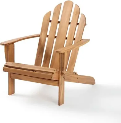 Image de Fauteuil de jardin Adirondack pliable en bois d'Acacia Effet Teck, 72,5 x 89,5 x H.94 cm, Charge 100 kg