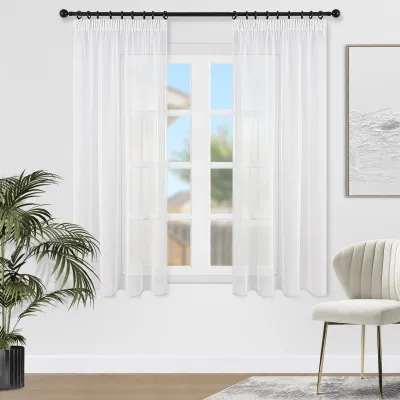 Voile Gardinen 2er-Set, 145x140 cm, Weiß, halbtransparent