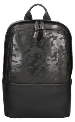 Image de Sac à dos Momo Design pour hommes, en cuir, noir, avec motif camouflage