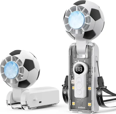 Produktbild von Handventilator mit Halbleiterkühlung, Tragbarer Fußball Ventilator mit 3600mAh Akku, klappbar & tragbar tragbar für Sport & Reisen, Weiß