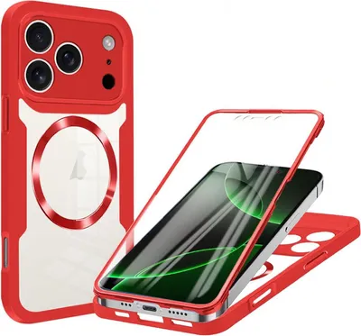 Immagine prodotto di Custodia in TPU e acrilico a 360 gradi con anello MagSafe per Apple iPhone 17 Pro Max, colore rosso