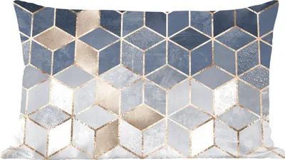 Produktbild von MuchoWow® Zierkissen Sofakissen Wohnzimmer Dekokissen 50x30 cm Würfel - Gold - Muster - Wohnzimmerdekoration - Polster mit Photo