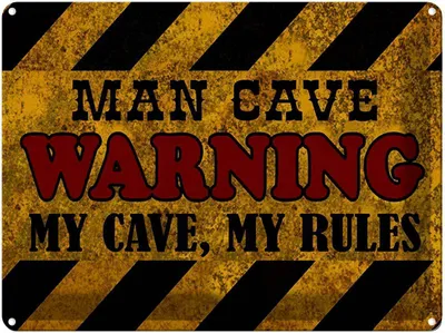 Produktbild von vianmo Blechschild 30x40 cm man cave warning my cave rules