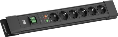 Image de BACHMANN CONNECTUS 6xCEE7/3, 1xSPD 1xinterrupteur 2,0m CEE7/7 Noir