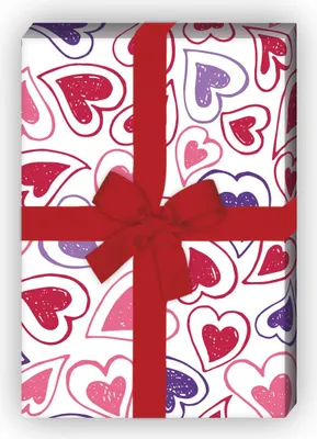 Produktbild von Romantisches Liebes Geschenkpapier rot, Dekorpapier mit fliegenden Herzen - G10253, 32 x 48cm