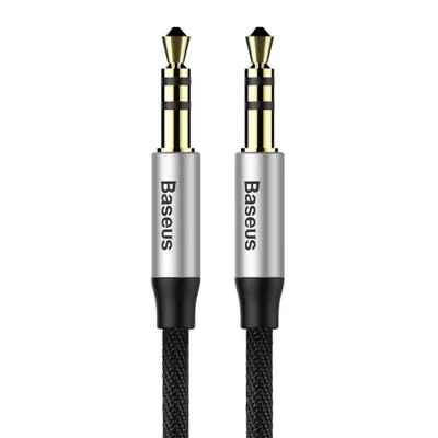 Zdjęcie produktu dla Baseus Yiven M30 kabel audio stereo AUX 3,5 mm męski mini jack 1,5m srebrno-czarny (CAM30-CS1)