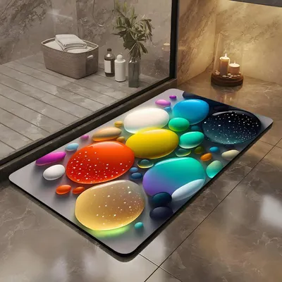 Produktbild von Badematte aus Diatomit Stein, 60 x 40 cm, rutschfest, saugfähig, für das Badezimmer