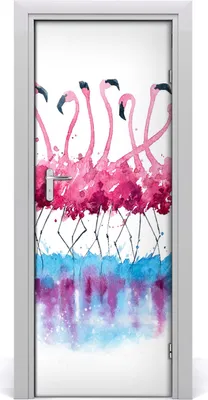 Produktbild von Tulup Türaufkleber 75x205 cm Dekorative Aufkleber Selbstklebend Wasserdichte Tapete Abnehmbar Schlafzimmer Wohnzimmer Wohnkultur - Flamingos Wand