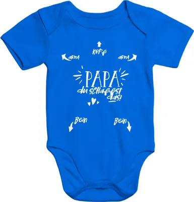 Produktbild von Baby Body mit Aufdruck Papa du schaffst das Baumwolle kurzarm Junge Mädchen Moonworks® 6-12 Monate