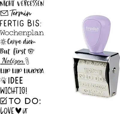 Image de Trodat 1129 Creative Mini Lila tampon, BULLET Journal, créer, 12 empreintes, allemand, tampon créatif