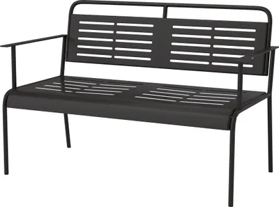 Produktbild von -Sitzer Gartenbank, wetterfest Sitzbank, wasserabweisend Gartenmöbel mit Rücken- & Armlehnen 121 x 64 x 84cm, Schwarz