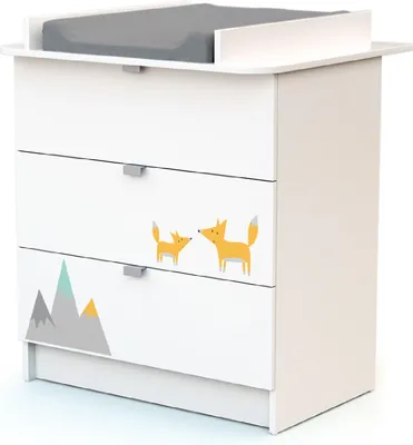 Immagine prodotto di WEBABY - Cassettiera fasciatoio 3 cassetti legno Renard - Bianco - 79 x 65,5 x 92 cm ALBA