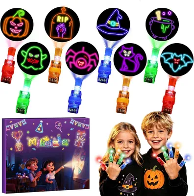 Productafbeelding van Vingerlampjes - Set van 36 - LED-vingerlichtjes - Projectorspeelgoed - Halloween - Kinderen