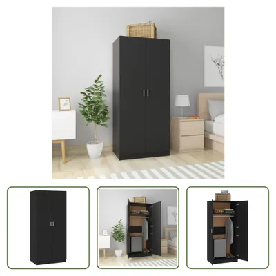 Produktbild von The Living Store Kleiderschrank Schwarz 80x52x180 cm Holzwerkstoff