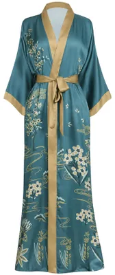 Immagine prodotto di Aensso: Kimono da donna lungo, leggero e morbido in seta, ideale come vestaglia. Colore: stellato