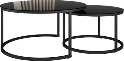 Produktbild von Couchtisch-Set Vicco Montreal Schwarz Hochglanz 77 x 77 cm 2 Teile, Model 55496