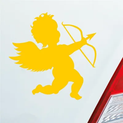 Produktbild von Auto Aufkleber Amor Liebesbote Liebe Love Glück Vale 10x10 cm Gelb Sticker Heckscheibenaufkleber