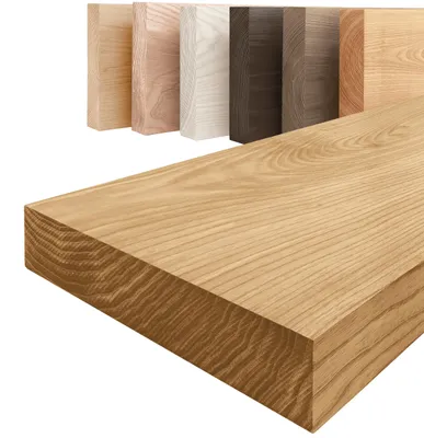 Image de LAMO Manufaktur Étagère bois massif sans pièces de fixation | Etagere murale 80 cm pour salon, cuisine, bureau | Couleur: rustique, Bord: droit | Bois massif, design moderne, belle veinure