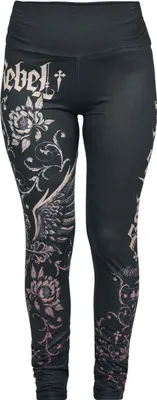 Produktbild von Rock Rebel by EMP Damen schwarze Leggings mit großem Muster S
