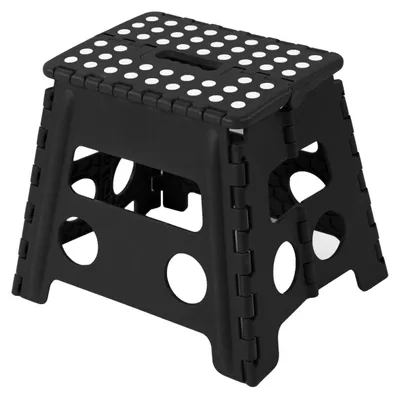 Image de Tabouret en plastique, dimensions 29x22x30 cm, noir et blanc