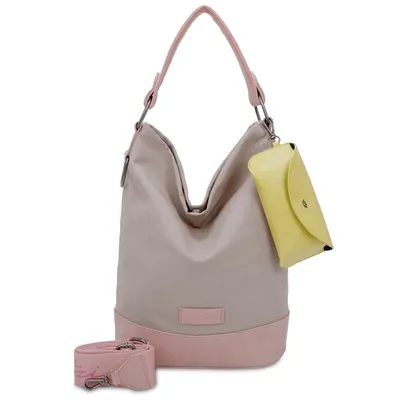 Produktbild von Fritzi aus Preußen Schultertasche Izzy07 Olga, Canvas Sand/Beige, Hobo Style, 36x37x17 cm (BxHxT), mit Magnetverschluss, abnehmbarem Schulterriemen, zusätzlicher Utensilientasche, Reißverschlussfach, 2 Einschubfächern, abnehmbarem Sonnenbrillenetui und Webbing-Gurt mit Fritzi-Druck