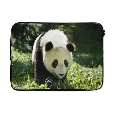 Produktbild von MuchoWow® Laptop Hülle 13 Zoll Panda - Gras - Tier Laptoptasche - Laptophülle - Sleeve - Rundumschutz