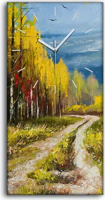 Produktbild von Dekor Leinwand Uhr Wandbilder Geräuschlos 30x60 Landschaft Gemälde Herbst - weiße Hände