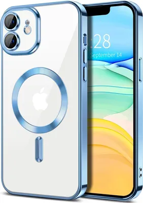 Produktbild von Magnetische Klar Hülle für iPhone 11, Kompatibel mit MagSafe, Elektroplattiert Handyhülle mit Kameraschutz Hellblau