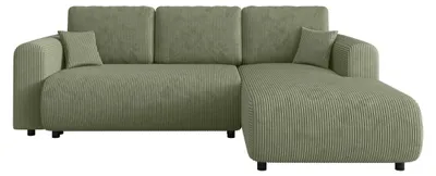 Produktbild von NELLY Ecksofa mit Schlaffunktion und Bettkasten, L-Form, Maß 260 x 193 cm - Cord Helles Salbeigrün